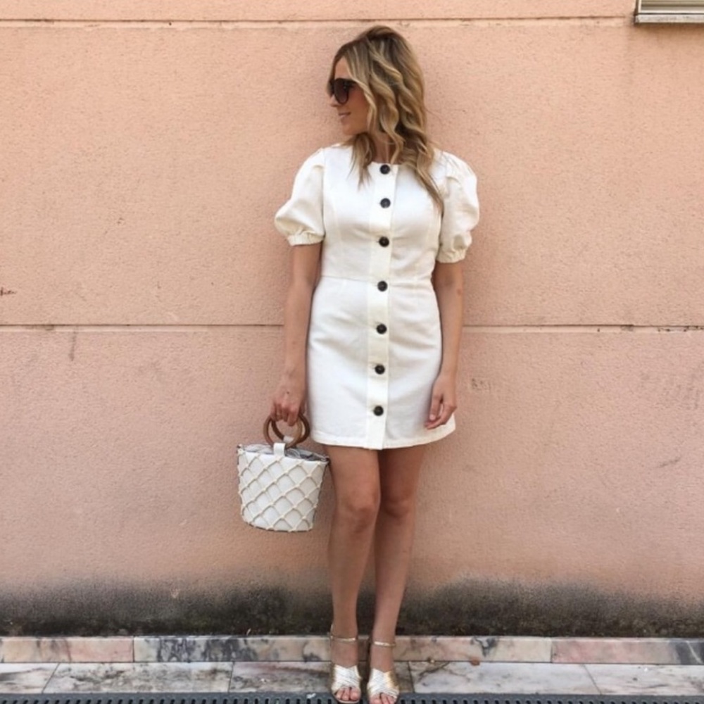 Zara White Linen Dress Size large